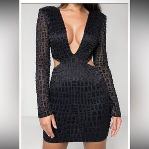 MISSGUIDED PEACE & LOVE Collection Beaded Sequin Side Cut Outs Event Dress